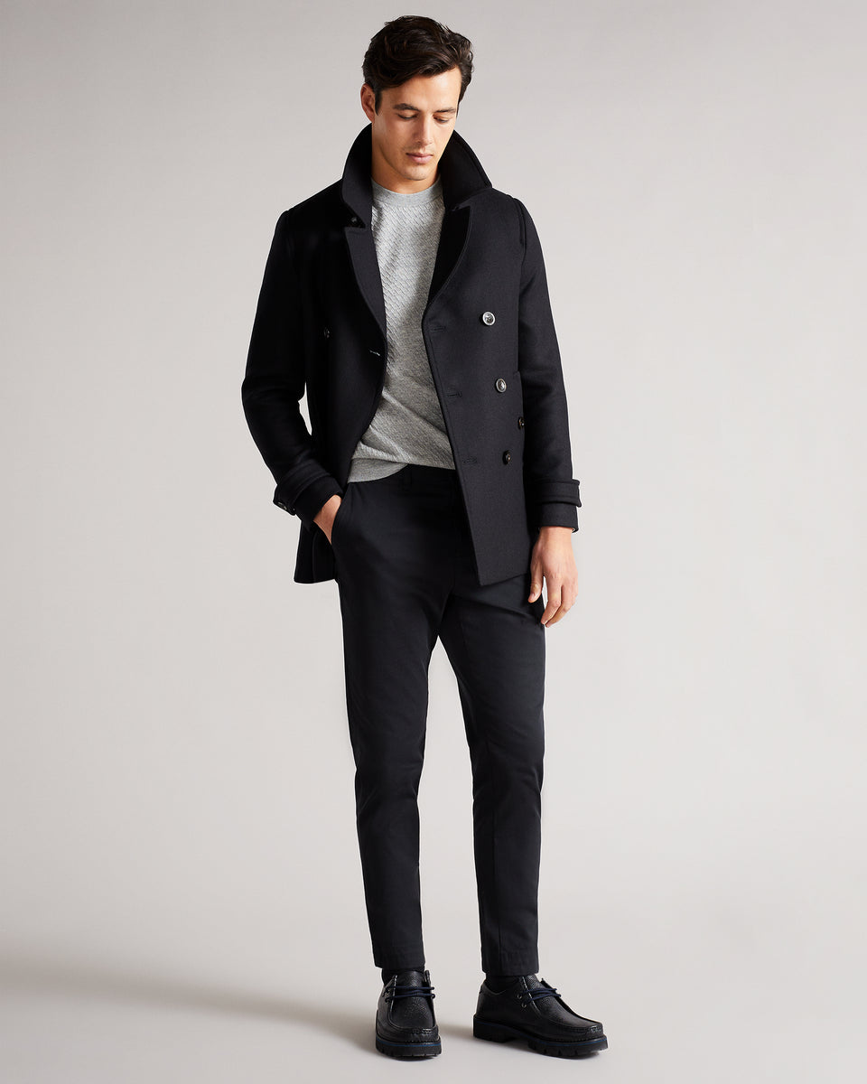 Ted Baker London Black Wool selling Pea Coat